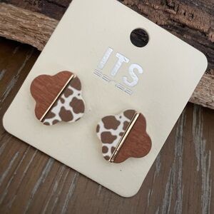 Cow Print Clover Earrings